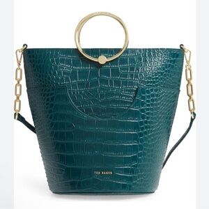 TEB BAKER Ashher Croc Embossed Leather
Bucket Bag w/dust bag